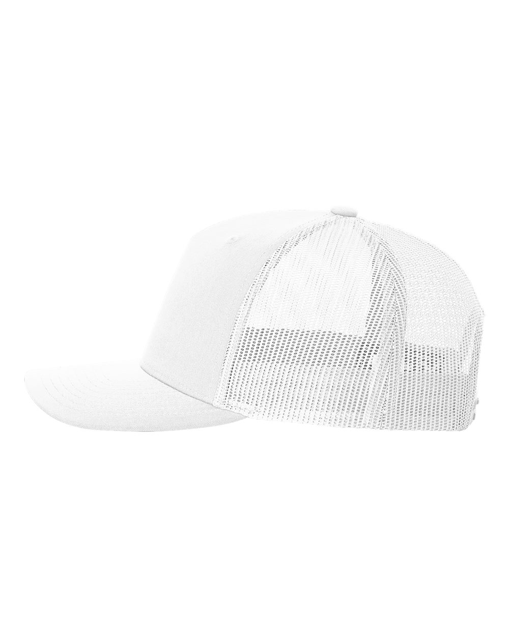 Left View of White Five-Panel Trucker Cap - 112FP