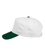 Left View of White/ Forest Five-Panel Twill Cap - 8869