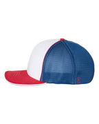 Left View of White/ Royal/ Red Tri Pulse Sportmesh R-Flex Cap - 172