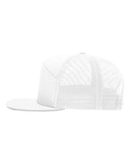 Left View of White Seven-Panel Trucker Cap - 168