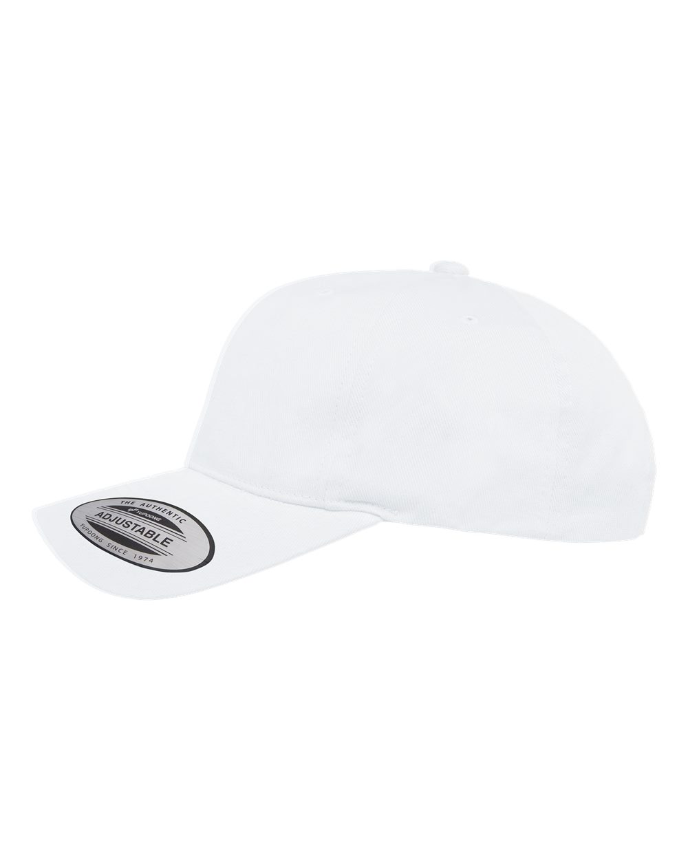 Left View of White Structured Brushed Twill Cap - 6363V