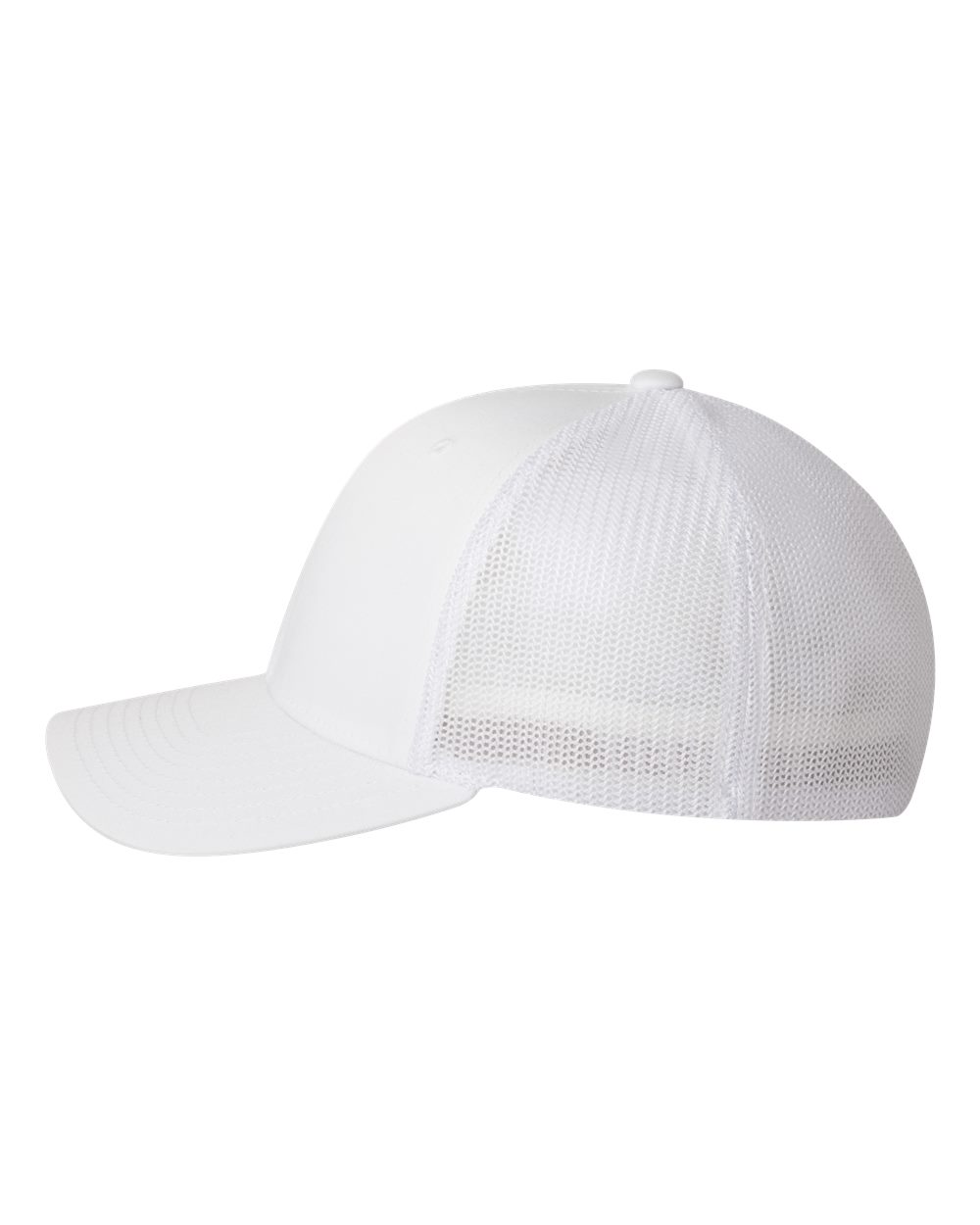 Left View of White Trucker Cap - 6511
