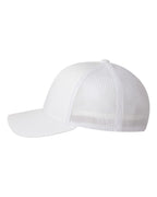 Left View of White Trucker Cap - 6511