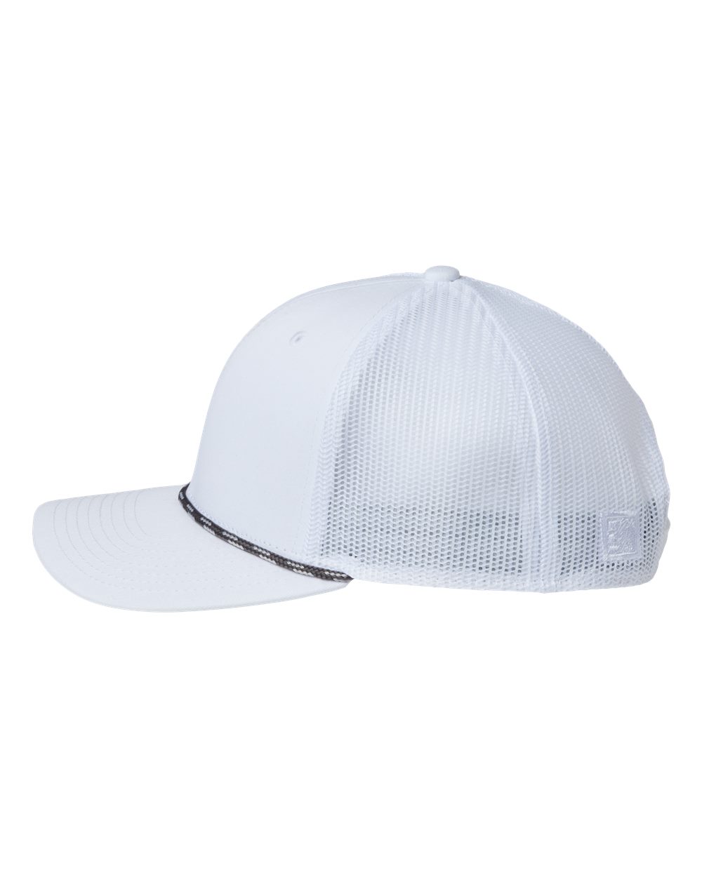 Left View of White/ White Everyday Rope Trucker Cap - GB452R