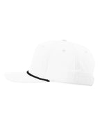 Left View of White/Black Five Panel Classic Rope Cap - 258