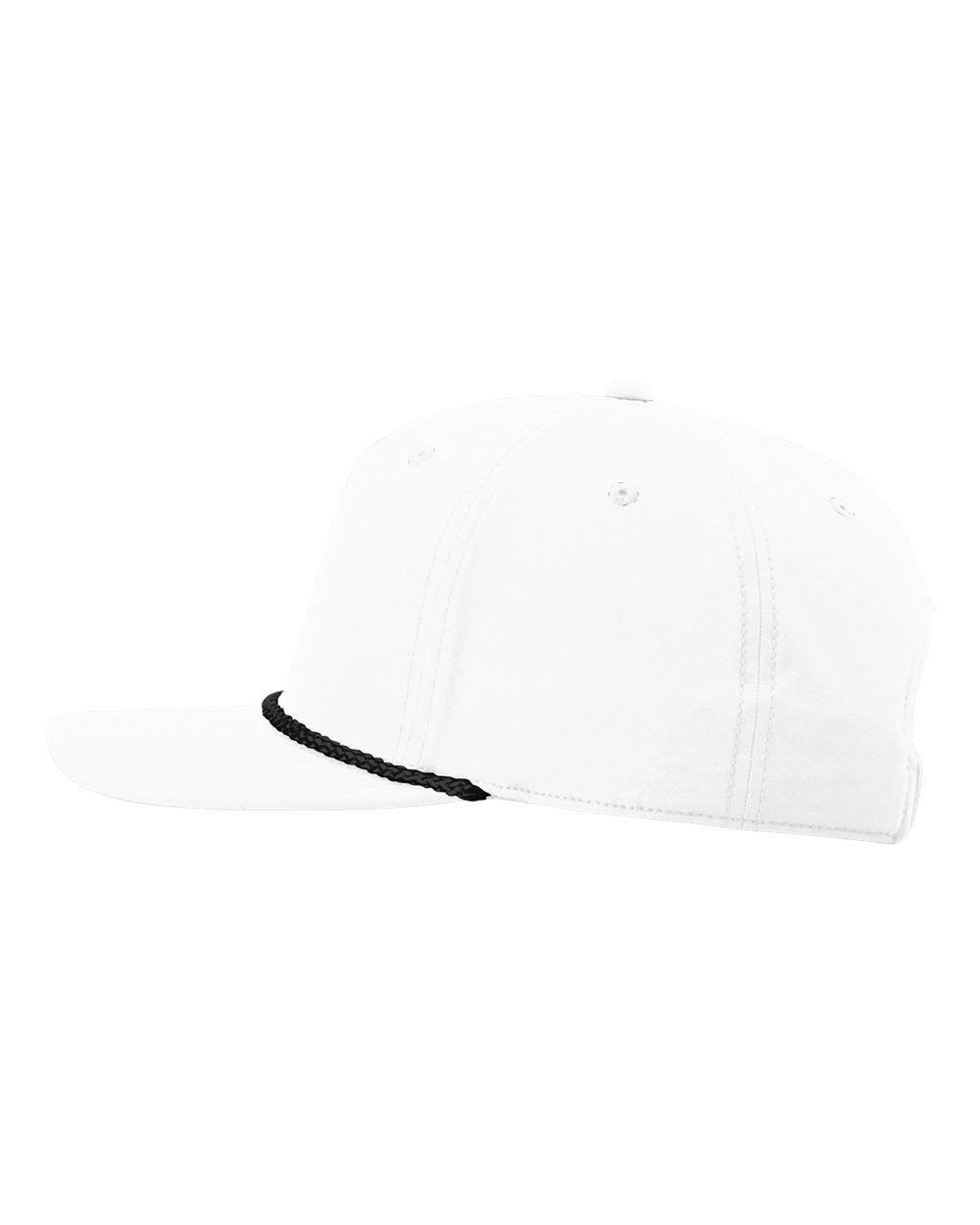 Left View of White/Black Five Panel Classic Rope Cap - 258