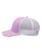 Left View of Wisteria Pink/ White Everyday Trucker Cap - GB452E