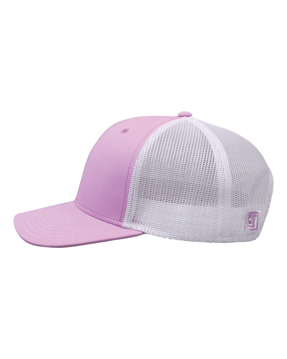 Left View of Wisteria Pink/ White Everyday Trucker Cap - GB452E