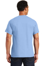 Light Blue Gildan DryBlend 50 Cotton/50 Poly T-Shirt. 8000