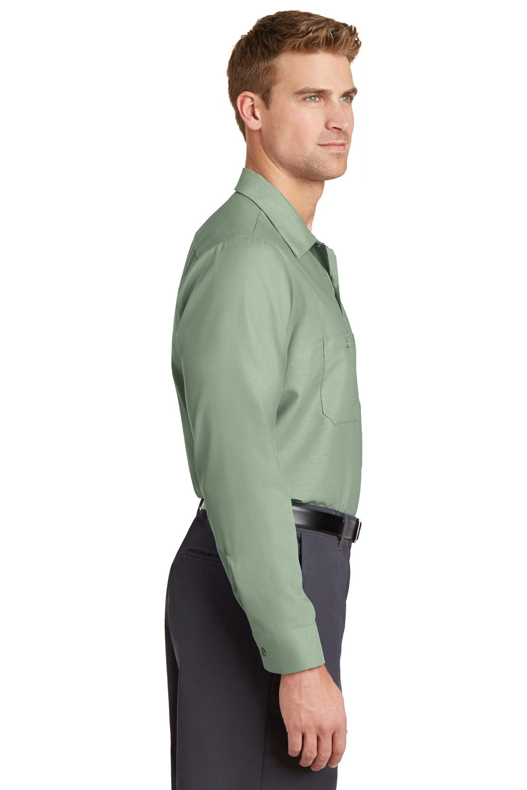 Light Green Red Kap Long Sleeve Industrial Work Shirt. SP14