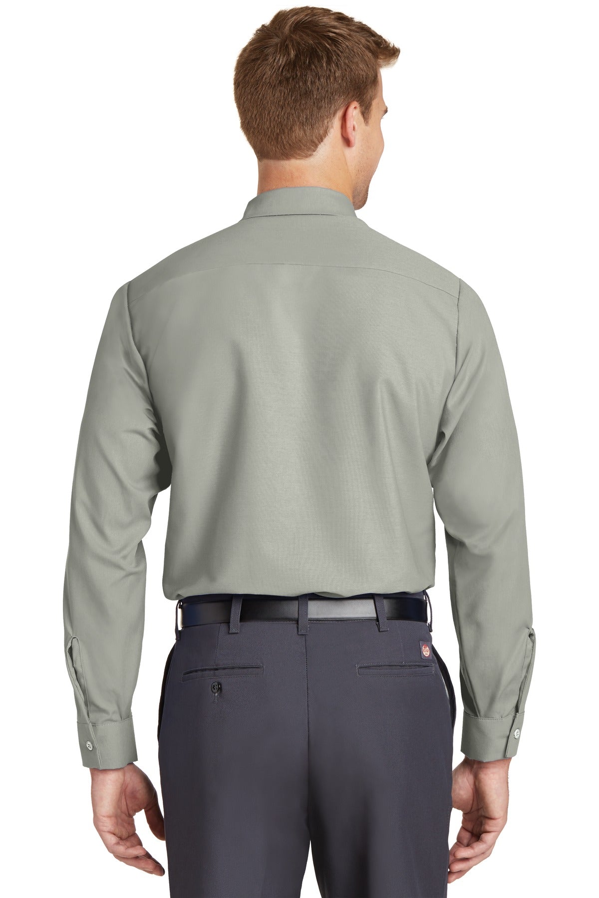 Light Grey Red Kap Long Sleeve Industrial Work Shirt. SP14