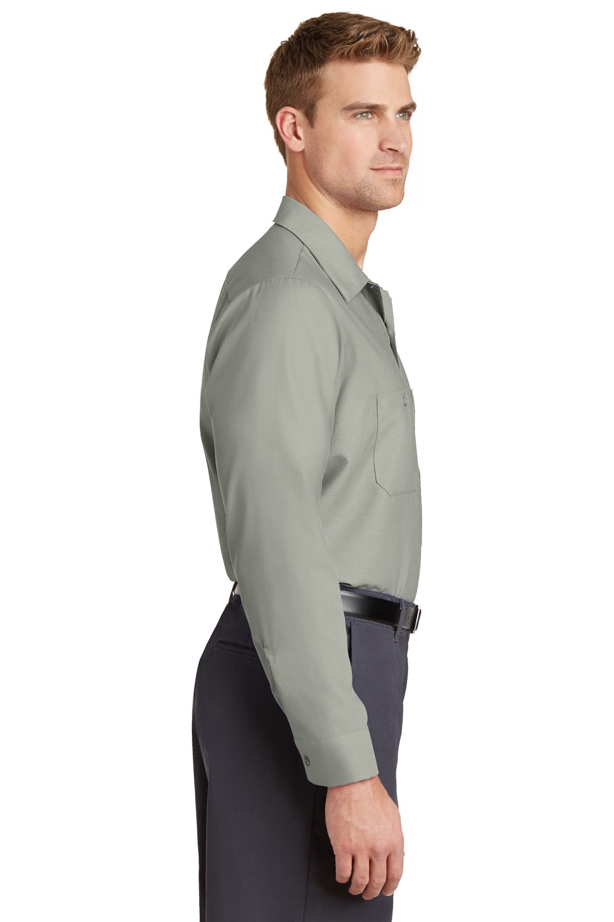 Light Grey Red Kap Long Sleeve Industrial Work Shirt. SP14