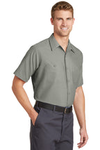 Light Grey Red Kap Short Sleeve Industrial Work Shirt. SP24