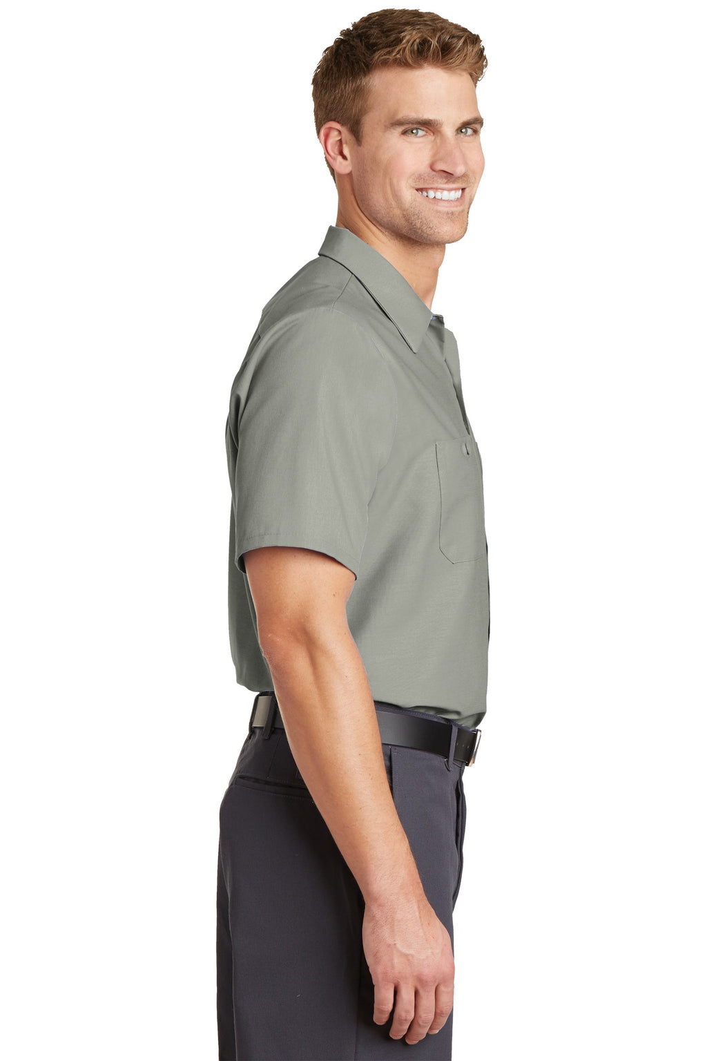 Light Grey Red Kap Short Sleeve Industrial Work Shirt. SP24