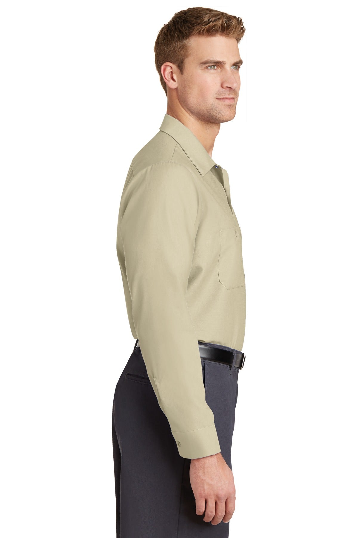 Light Tan Red Kap Long Sleeve Industrial Work Shirt. SP14