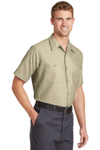 Light Tan Red Kap Short Sleeve Industrial Work Shirt. SP24