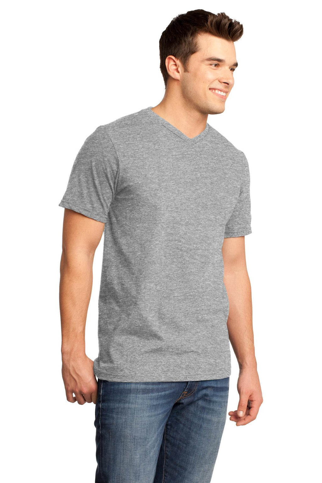 Lt Hthr Grey District Very Important Tee V-Neck. DT6500