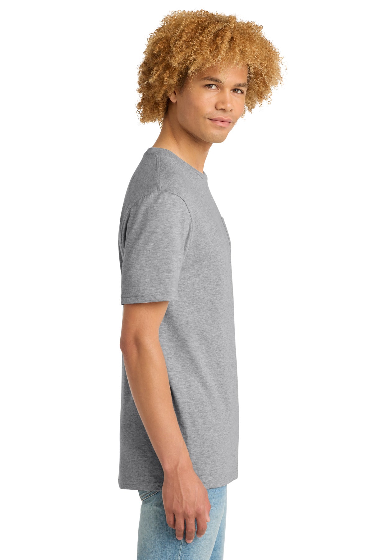 Lt Hthr Grey District Very Important Tee with Pocket. DT6000P