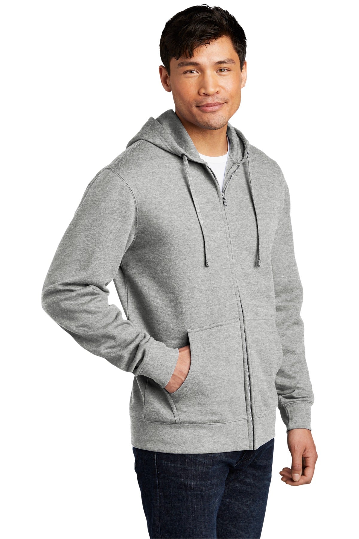 Lt Hthr Grey District V.I.T. Fleece Full-Zip Hoodie DT6102