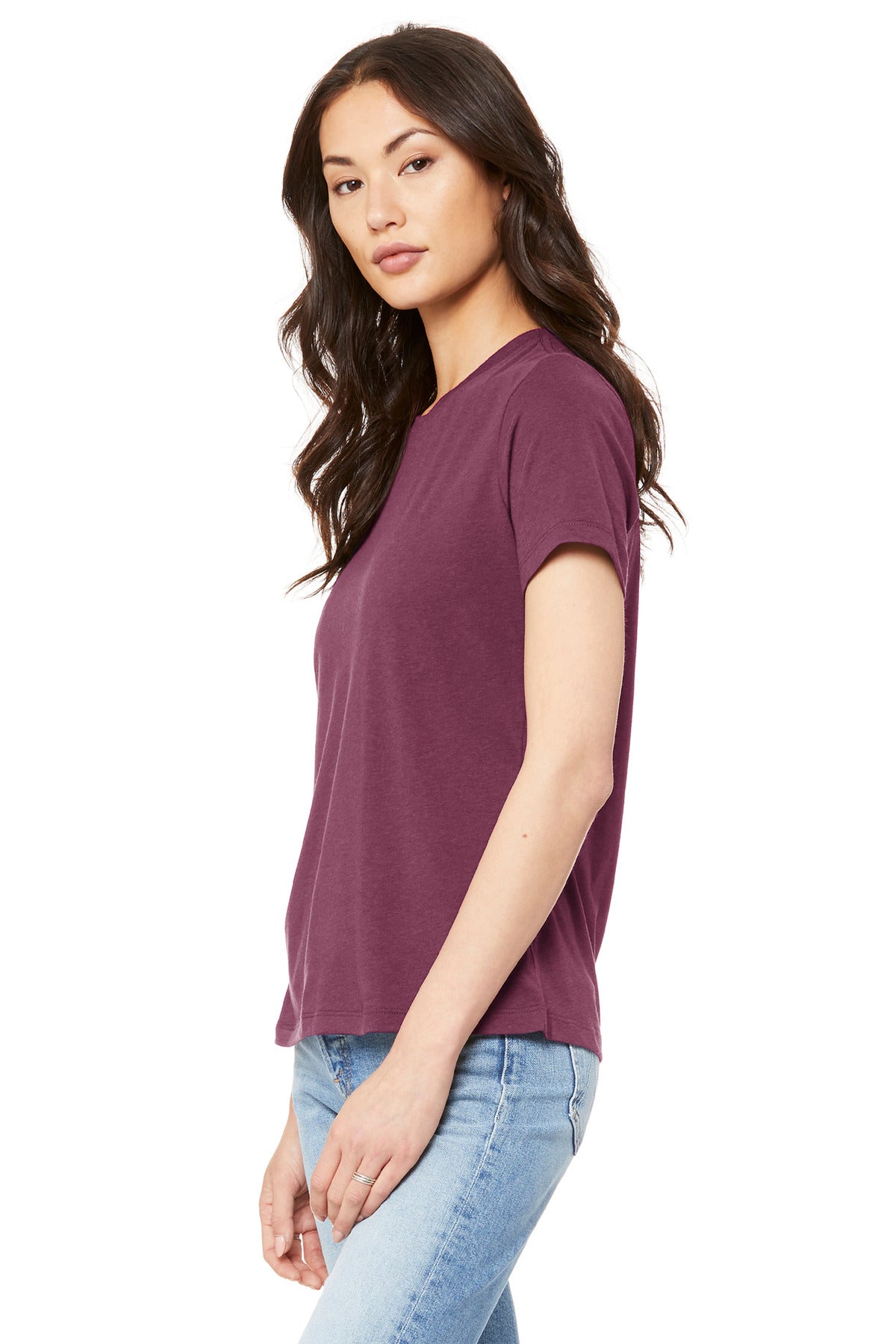 Maroon BELLA+CANVAS Women's Relaxed Jersey Short Sleeve Tee. BC6400