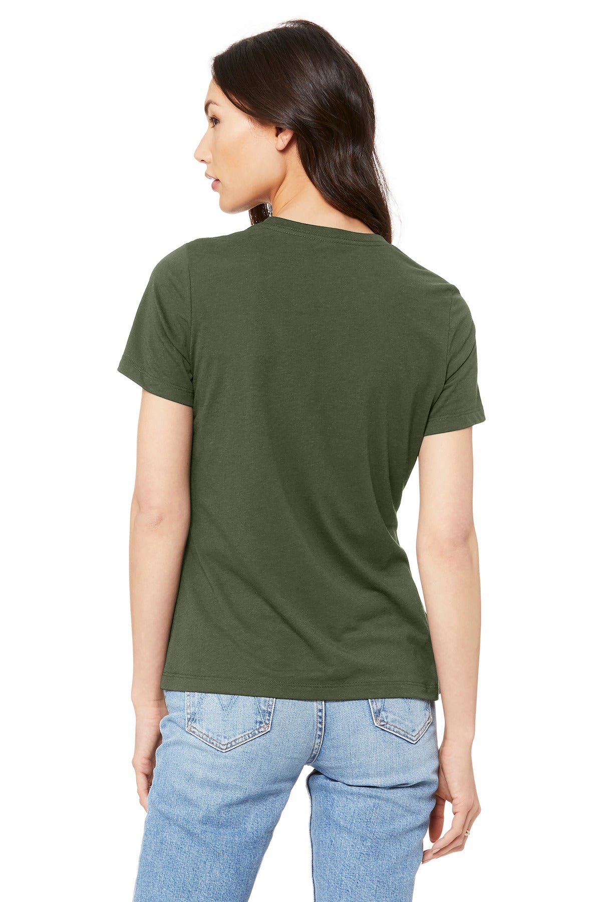 MilGreen BELLA+CANVAS Women's Relaxed Jersey Short Sleeve Tee. BC6400