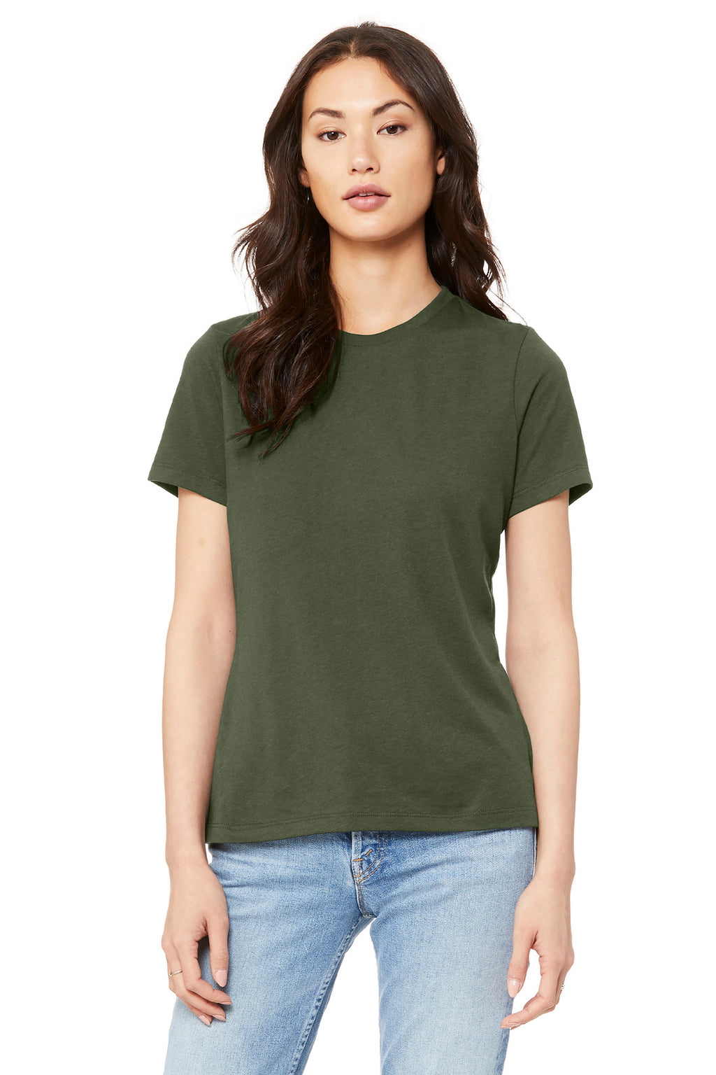 MilGreen BELLA+CANVAS Women's Relaxed Jersey Short Sleeve Tee. BC6400