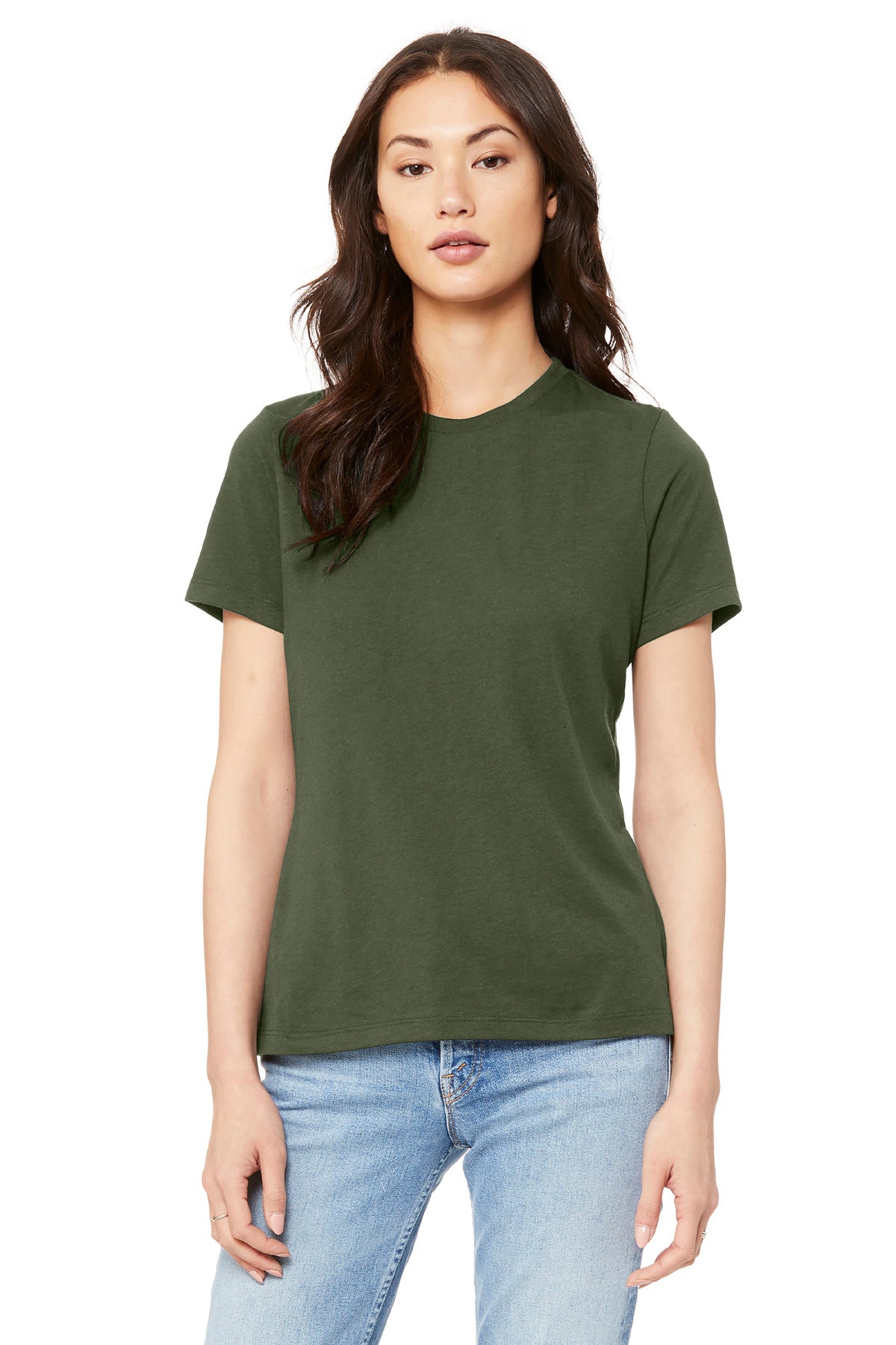 MilGreen BELLA+CANVAS Women's Relaxed Jersey Short Sleeve Tee. BC6400