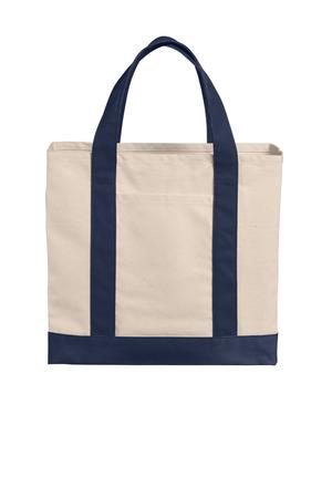 Nat/DeepBk Port Authority Cotton Canvas Two-Tone Tote BG429