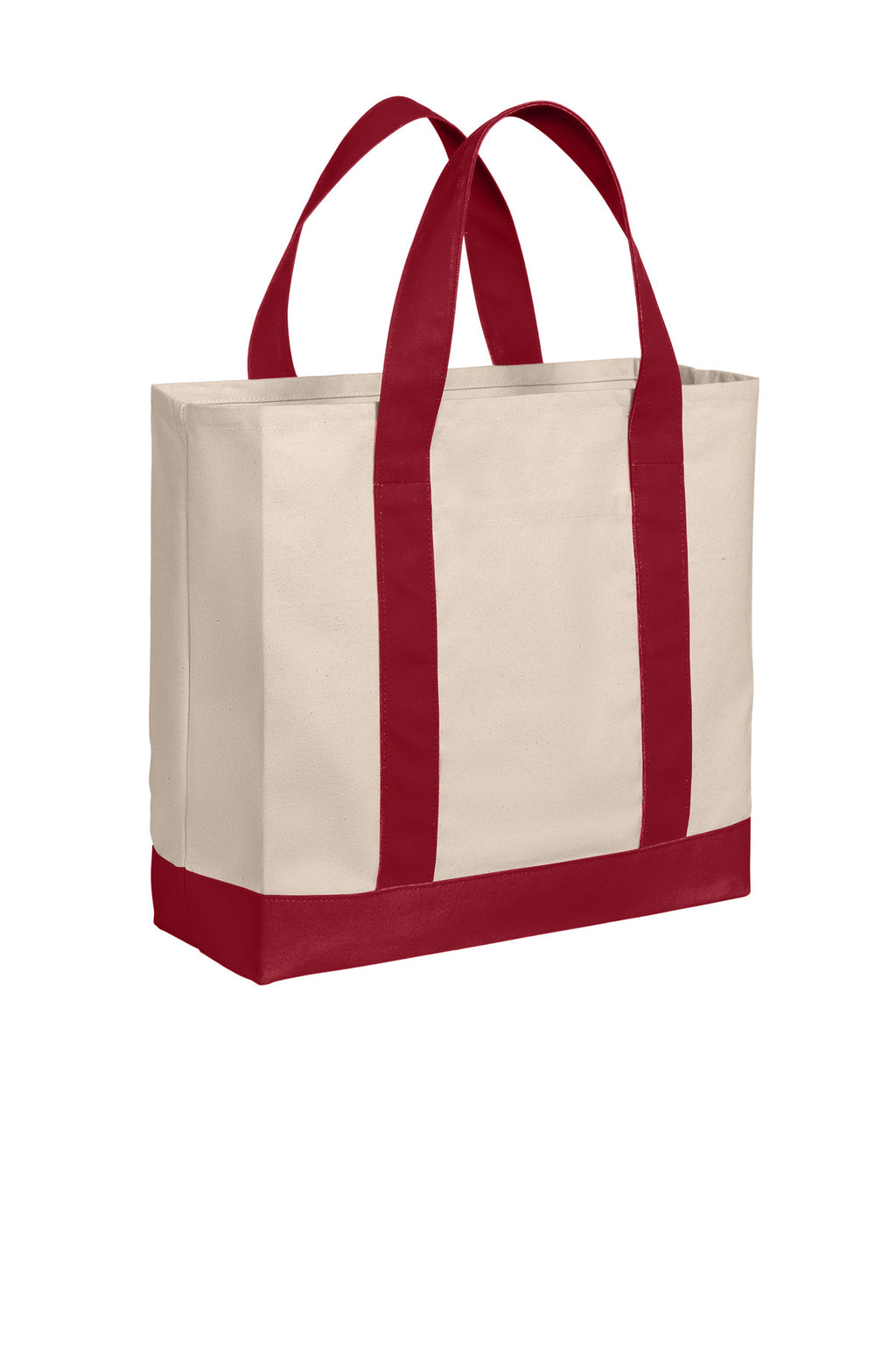 Nat/DeepRd Port Authority Cotton Canvas Two-Tone Tote BG429