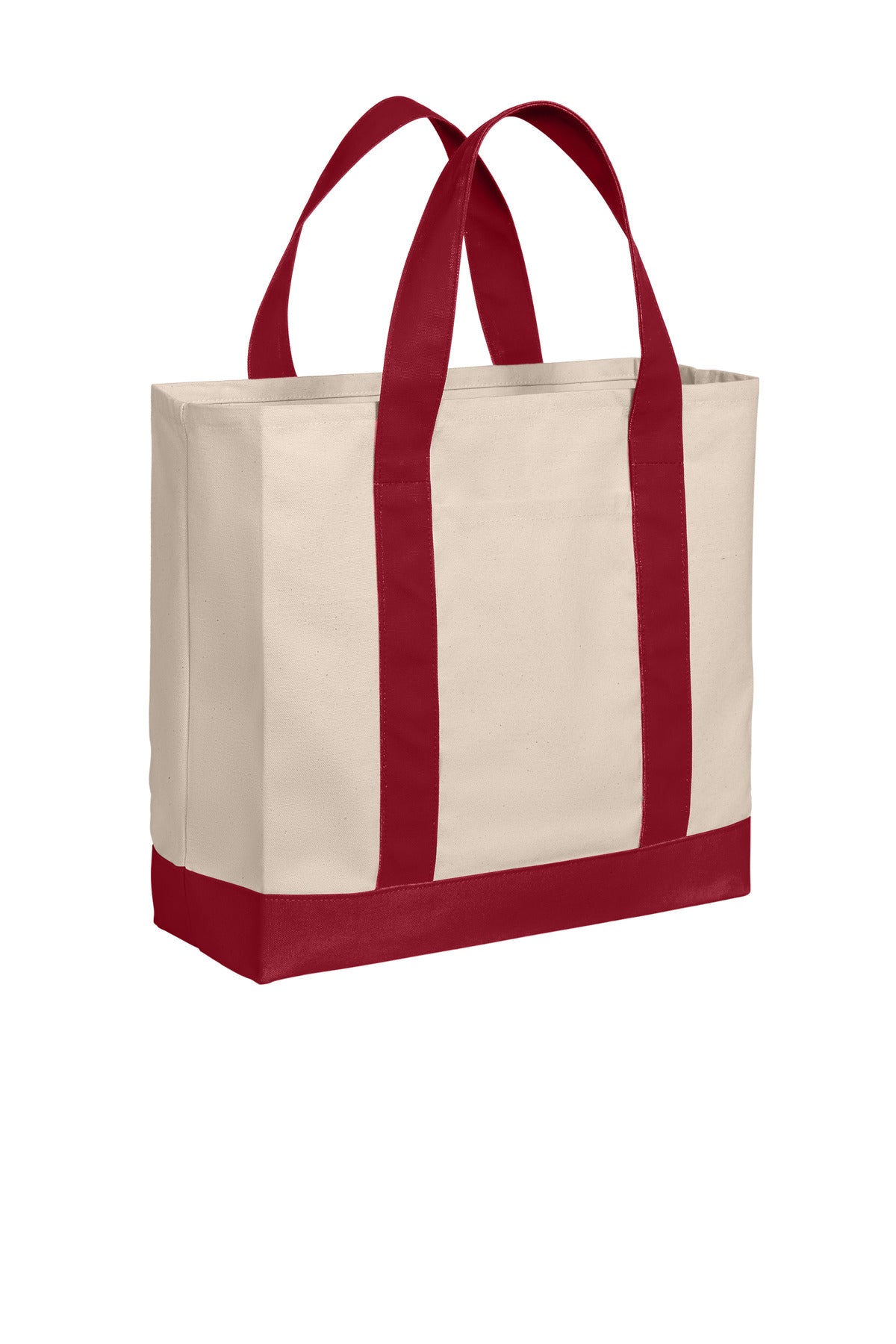Nat/DeepRd Port Authority Cotton Canvas Two-Tone Tote BG429