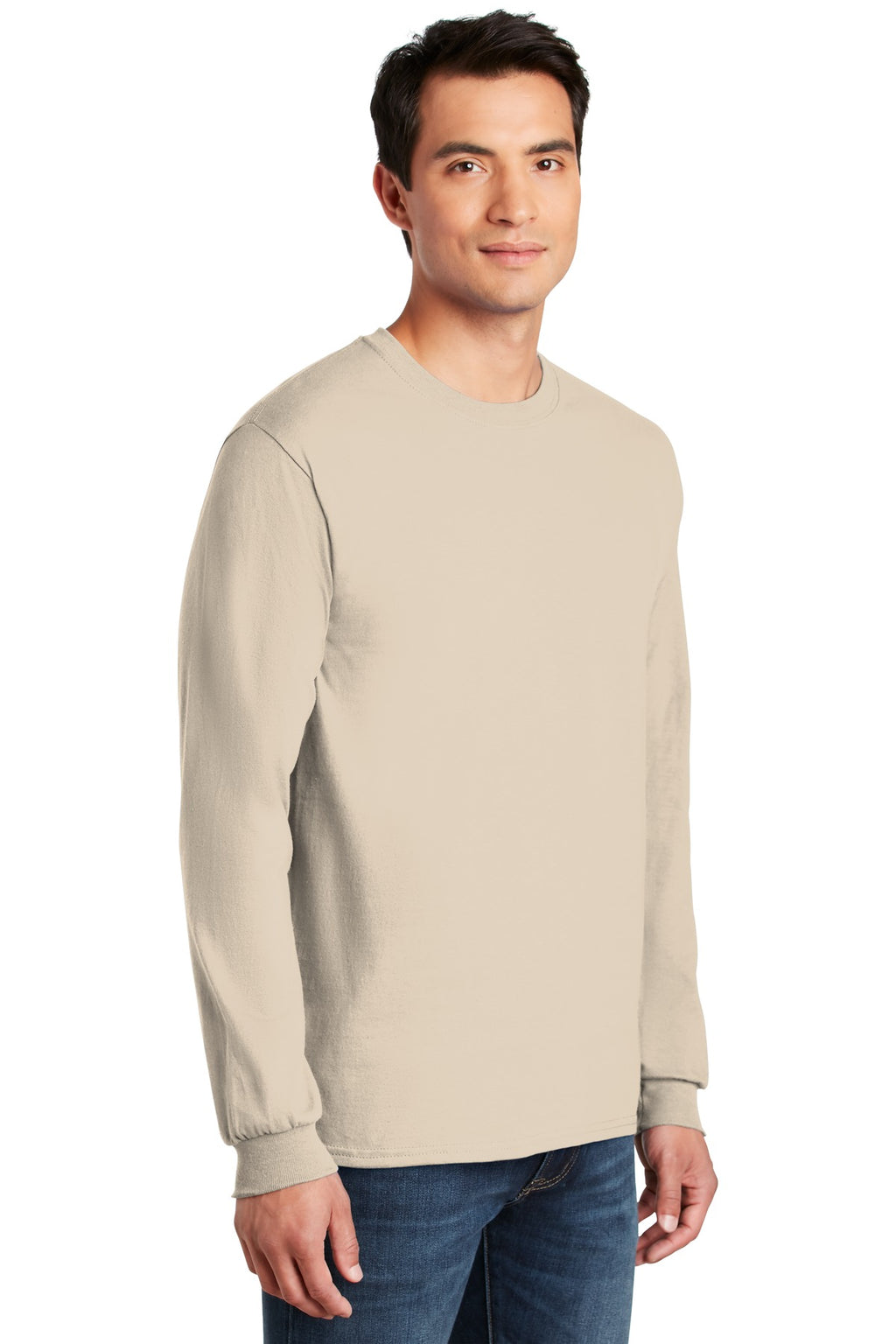 Natural Gildan - Ultra Cotton 100% US Cotton Long Sleeve T-Shirt. G2400