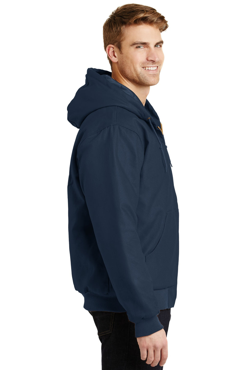 Navy CornerStone - Duck Cloth Hooded Work Jacket. J763H