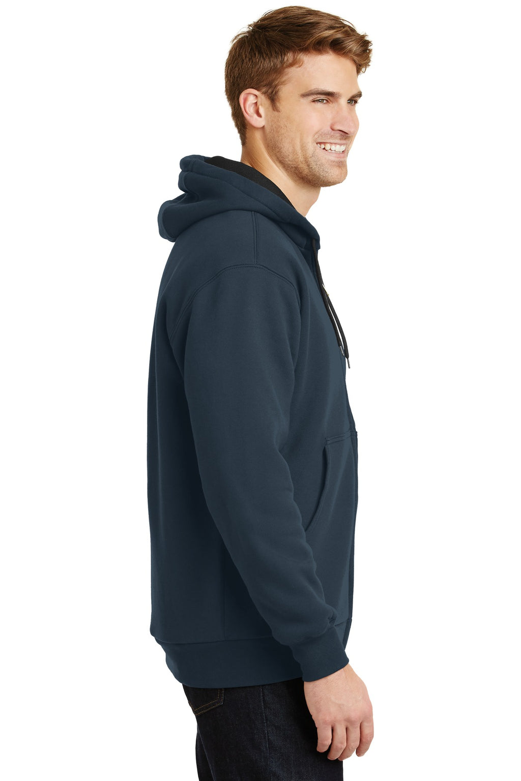 Navy CornerStone - Heavyweight Full-Zip Hooded Sweatshirt with Thermal Lining. CS620