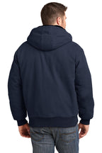 Navy CornerStone Washed Duck Cloth Insulated Hooded Work Jacket. CSJ41