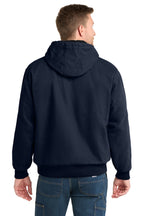Navy CornerStone Washed Duck Cloth Insulated Hooded Work Jacket. CSJ41