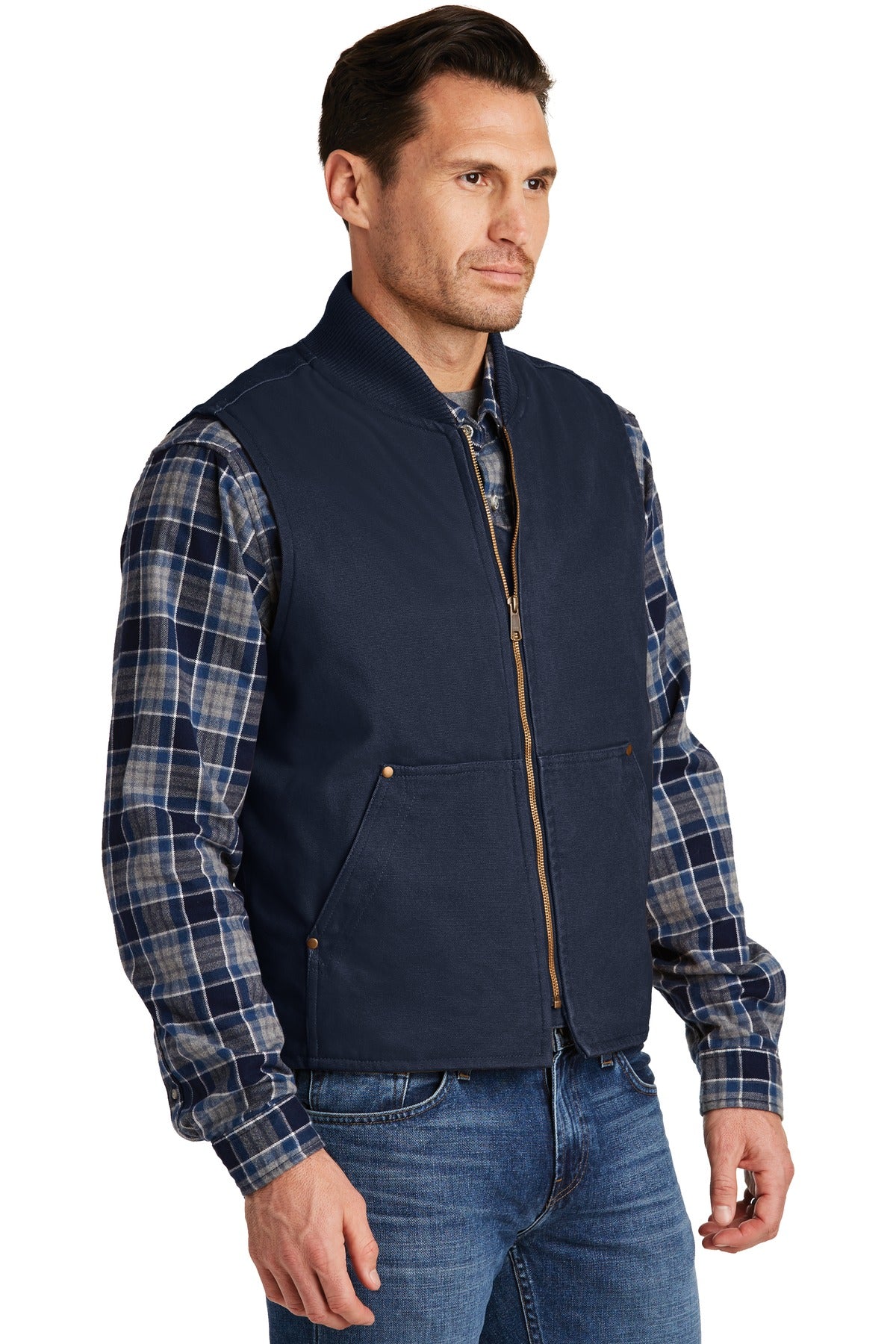 Navy CornerStone Washed Duck Cloth Vest. CSV40