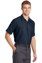 Navy Red Kap Short Sleeve Industrial Work Shirt. SP24