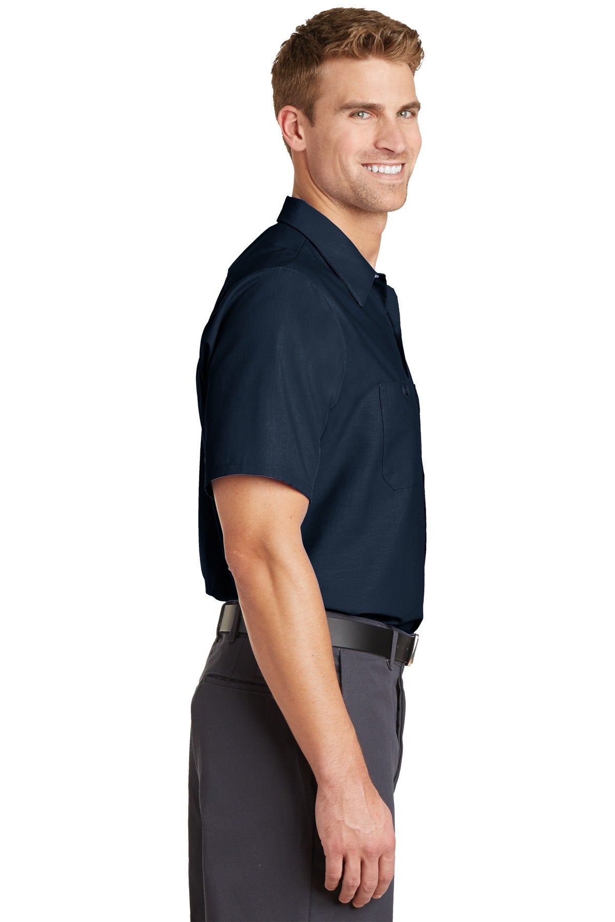 Navy Red Kap Short Sleeve Industrial Work Shirt. SP24