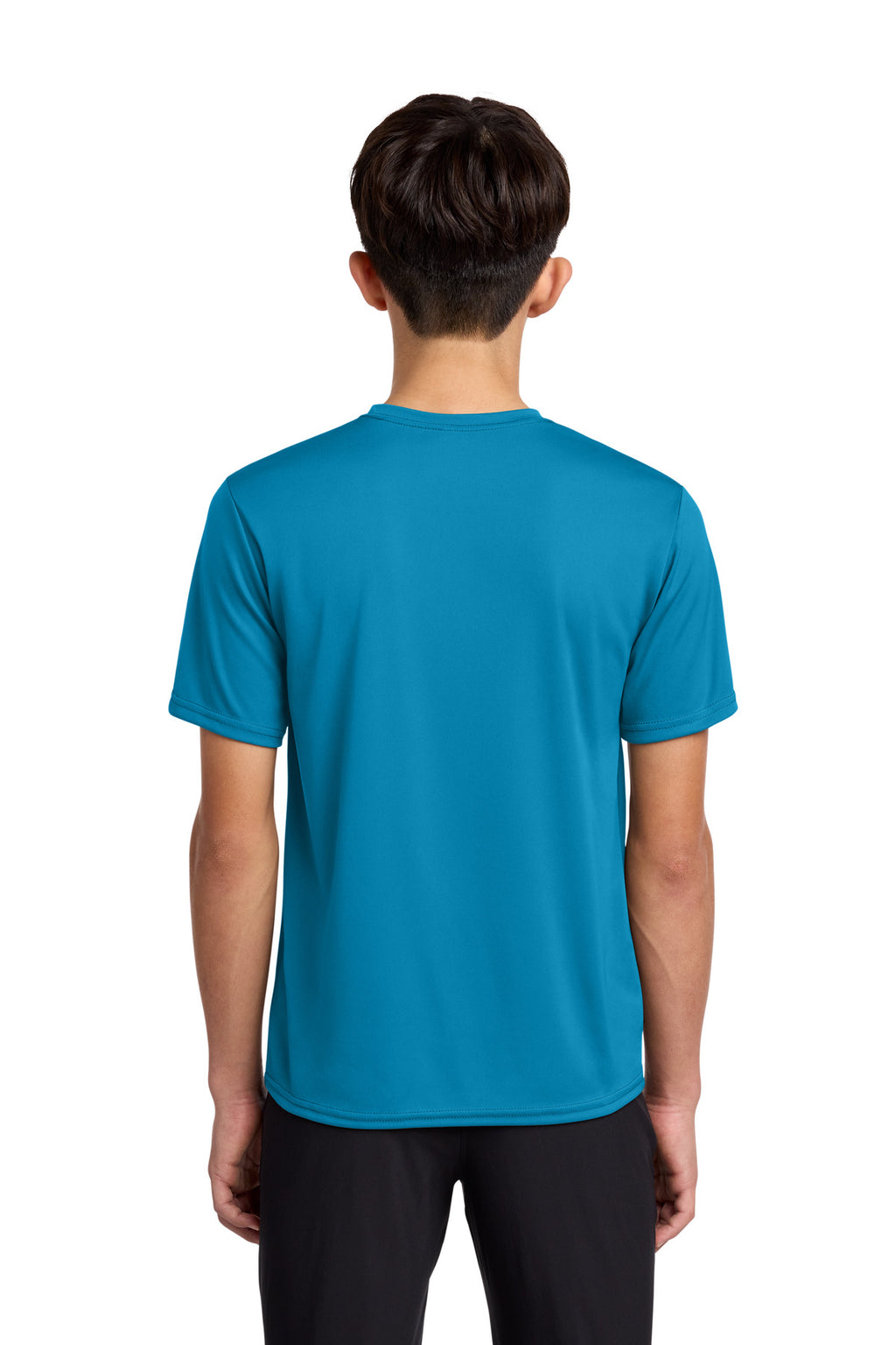 Neon Blue Port & Co Youth Performance Tee. PC380Y