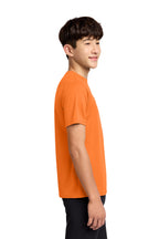 Neon Orange Port & Co Youth Performance Tee. PC380Y
