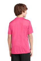 Neon Pink Port & Co Youth Performance Tee. PC380Y