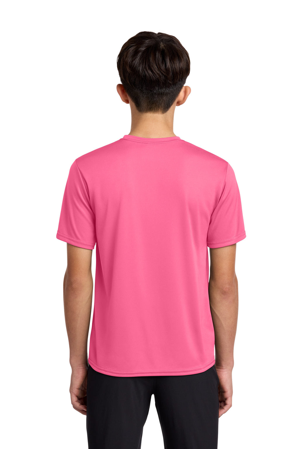 Neon Pink Port & Co Youth Performance Tee. PC380Y