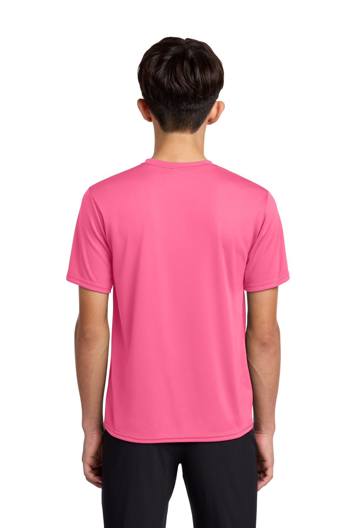 Neon Pink Port & Co Youth Performance Tee. PC380Y
