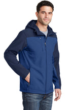 NtSky Bl/DB Ny Port Authority Hooded Core Soft Shell Jacket. J335
