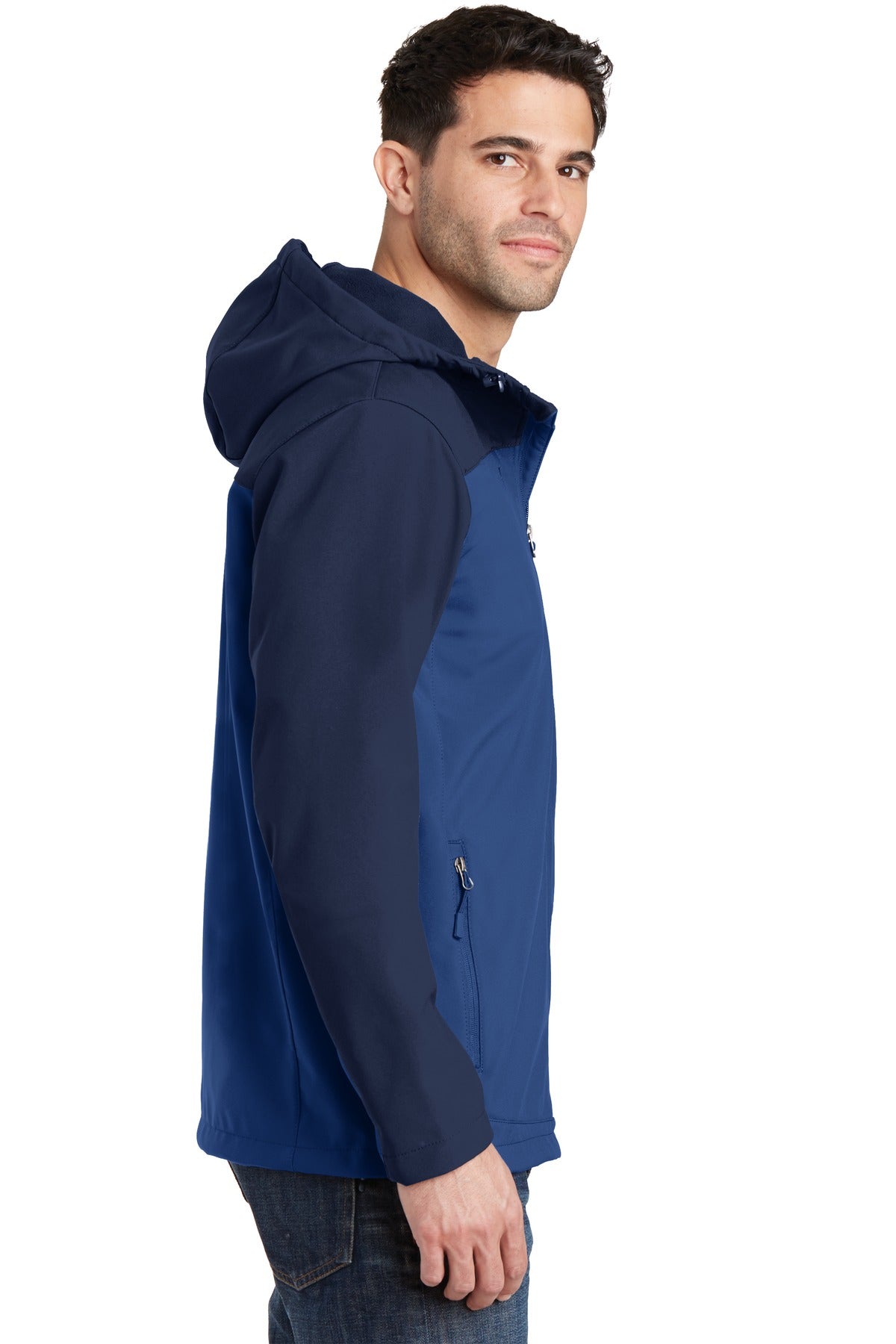 NtSky Bl/DB Ny Port Authority Hooded Core Soft Shell Jacket. J335