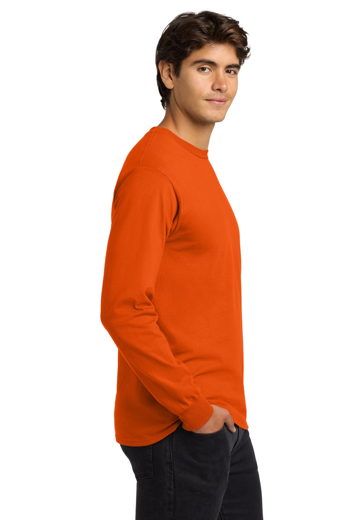 Orange Gildan - Ultra Cotton 100% US Cotton Long Sleeve T-Shirt. G2400