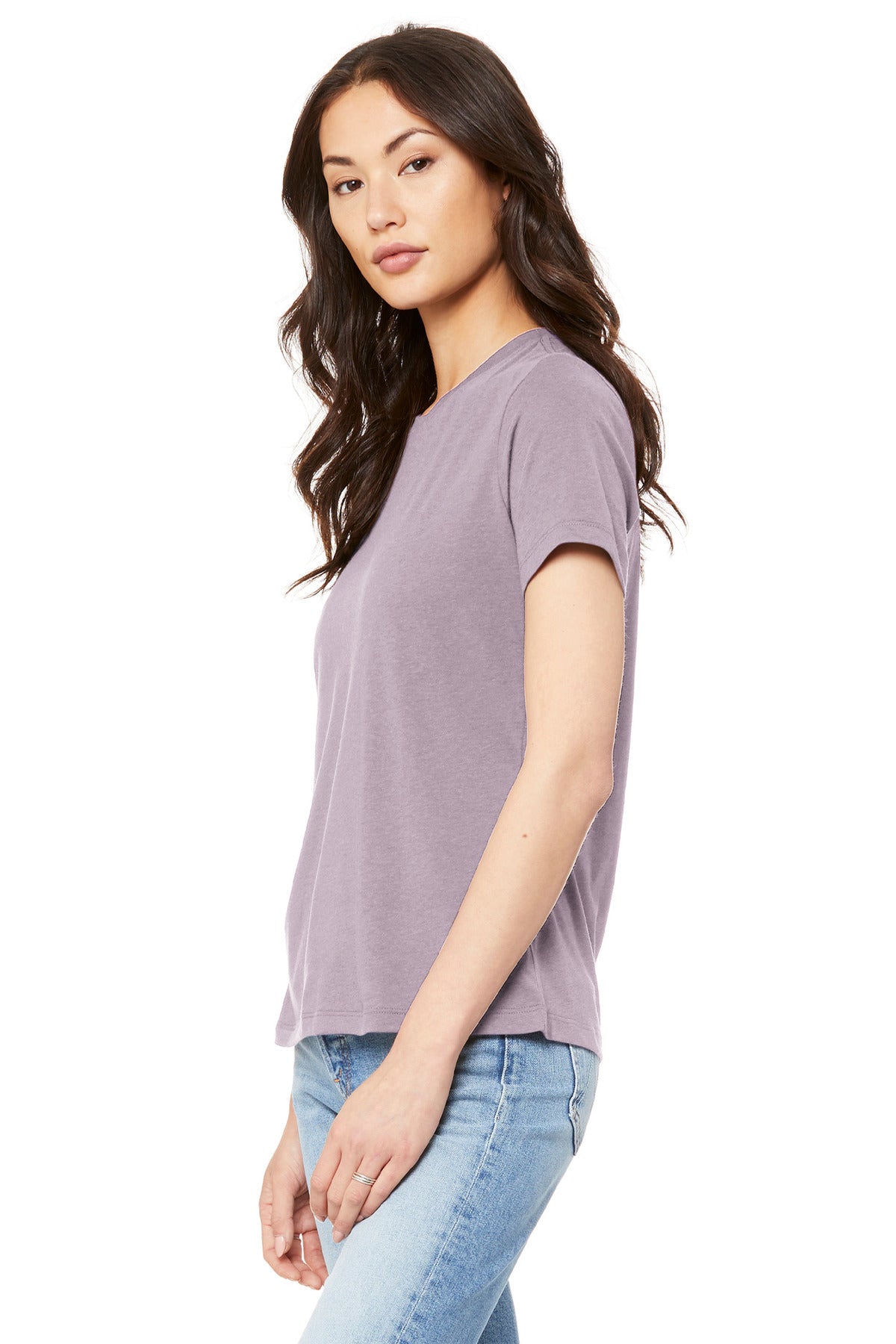 Orchid BELLA+CANVAS Women's Relaxed Jersey Short Sleeve Tee. BC6400