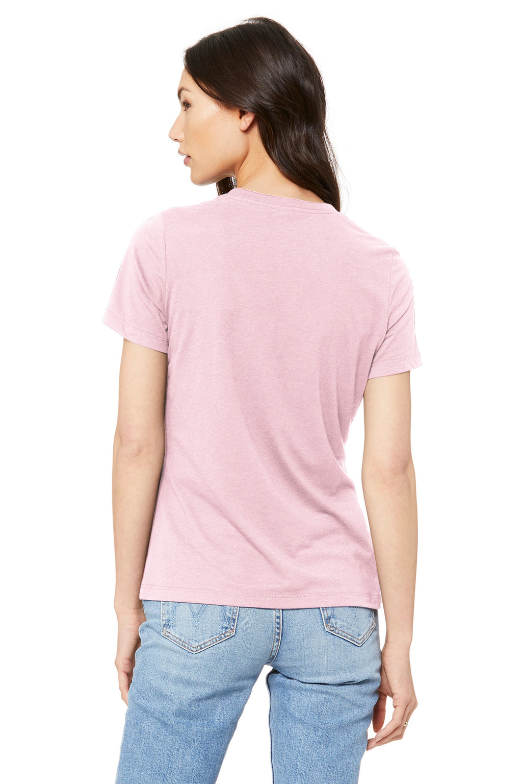 Pink BELLA+CANVAS Women's Relaxed Jersey Short Sleeve Tee. BC6400
