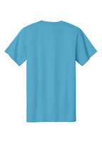 Rear View of Aquatic Blue Port & Co Essential Tee. PC61