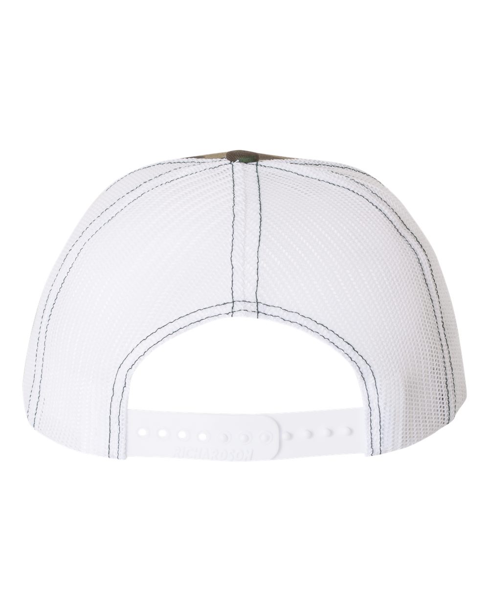 Rear View of Army Camo/ White Printed Trucker Cap - 112P